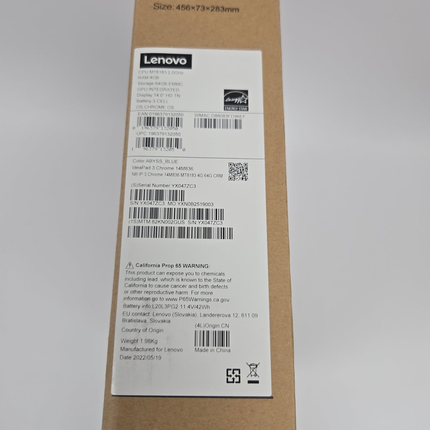New Lenovo IdeaPad 3 14M836 14" MT8183 2.0GHz 4GB RAM 32GB SSD