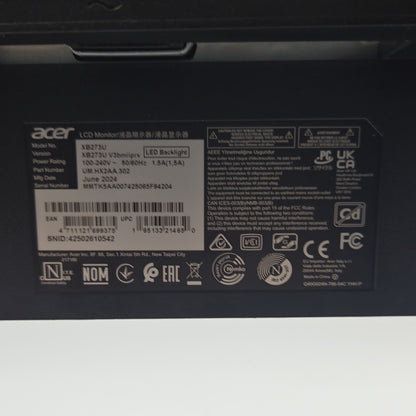 Acer 27" XB273U QHD LCD VA FreeSync Gaming Monitor