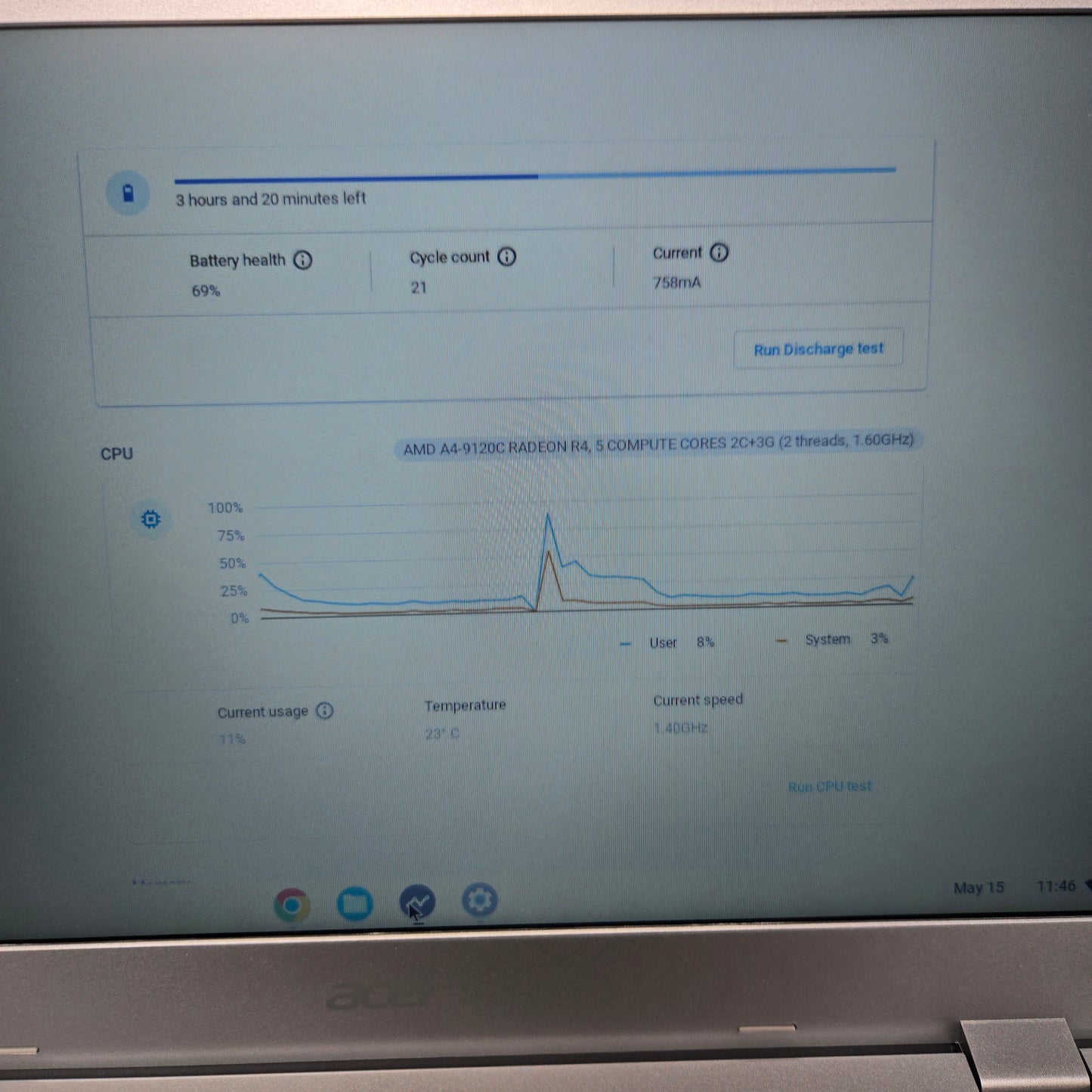 Acer Chromebook 315 CB315-2H 15.6" A4-9120e 1.6GHz 4GB RAM 32GB SSD