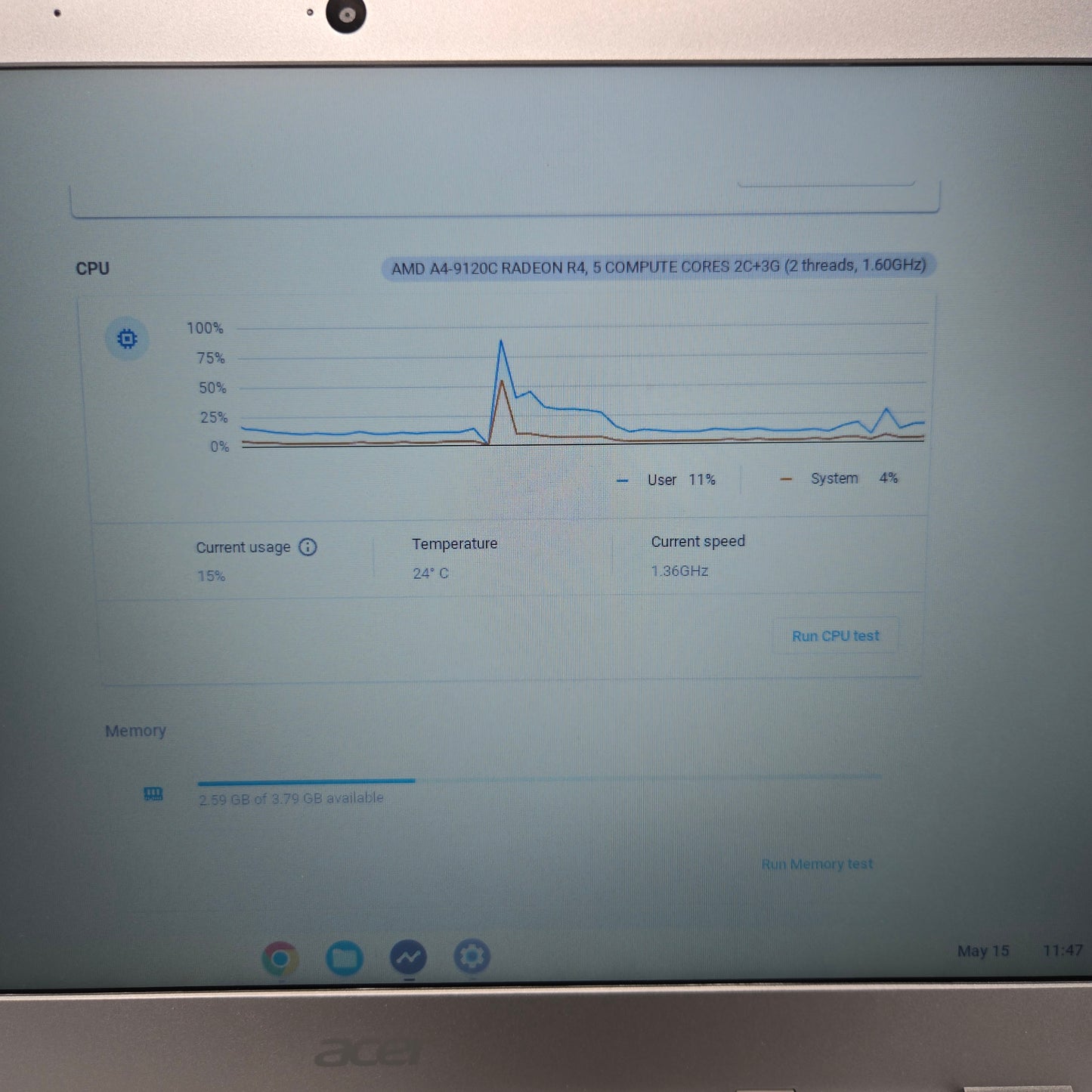 Acer Chromebook 315 CB315-2H 15.6" A4-9120e 1.6GHz 4GB RAM 32GB SSD
