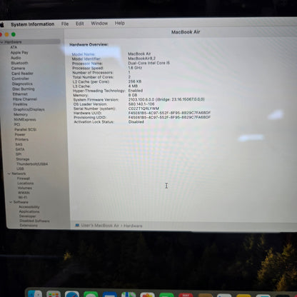 2019 Apple MacBook Air 13.3" i5 1.6GHz 8GB RAM 256GB SSD Gold A1932