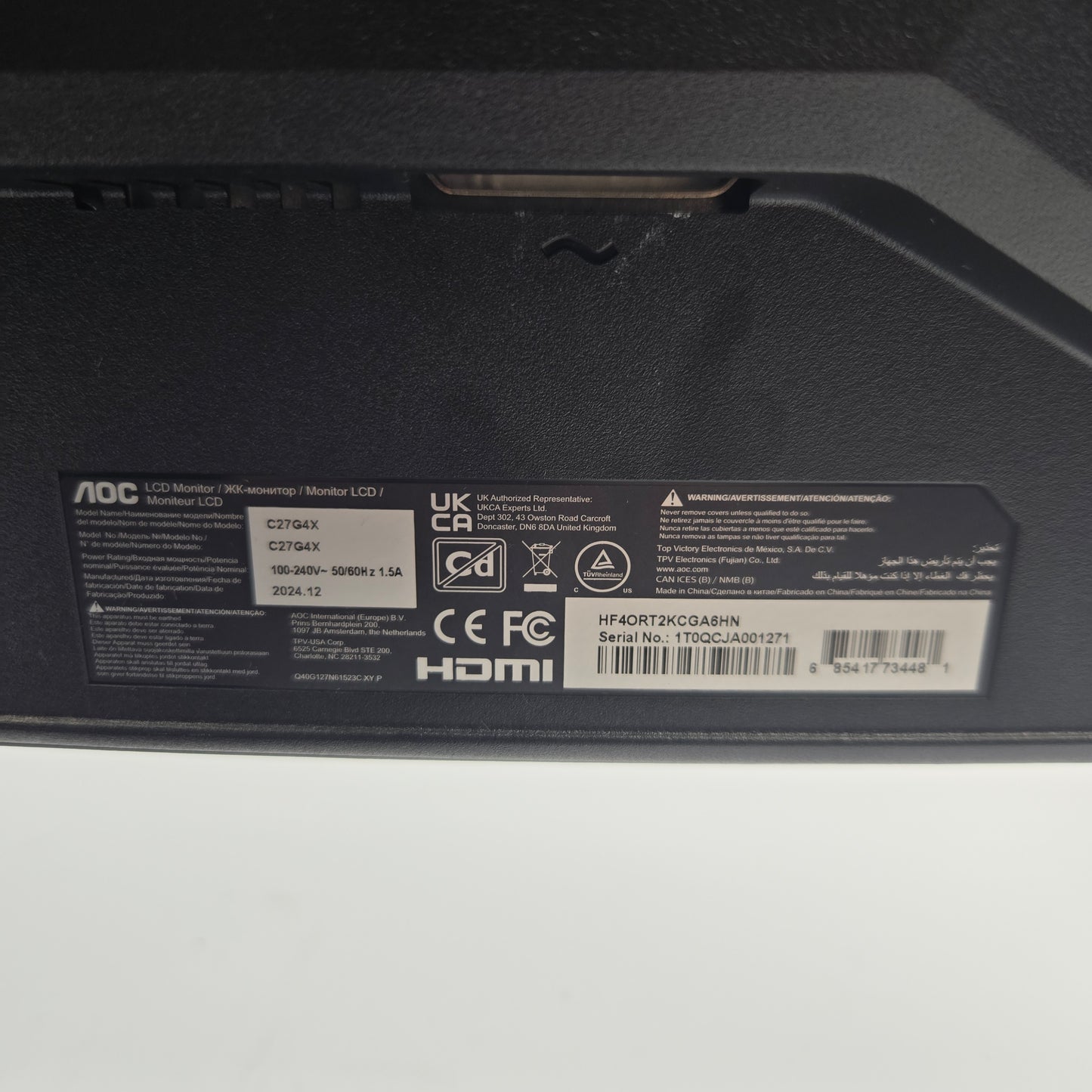 AOC 27" C27G4X FHD LCD VA FreeSync Gaming Monitor